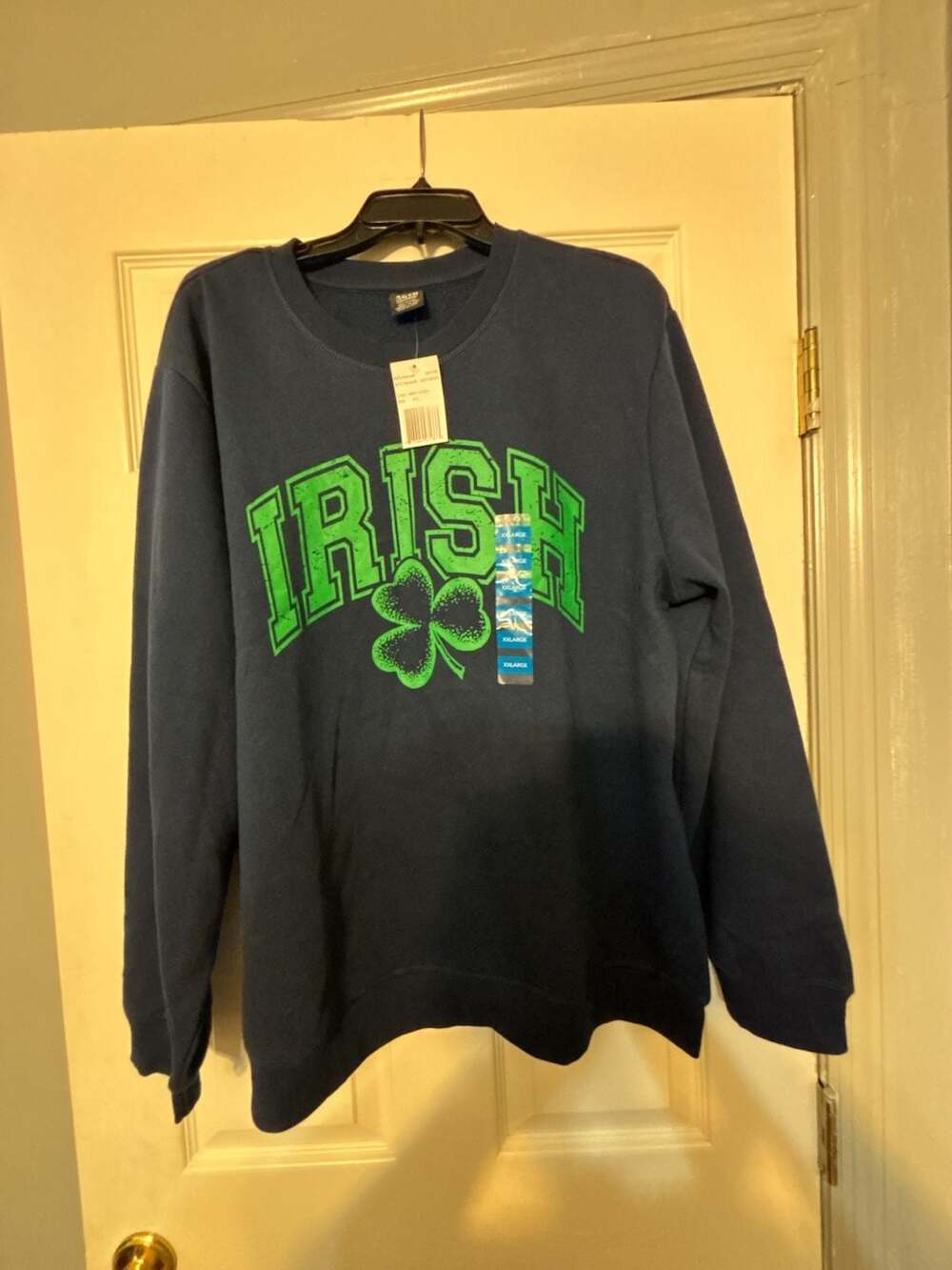 Irish Shamrock Graphic Crewneck Sweatshirt Navy XXL